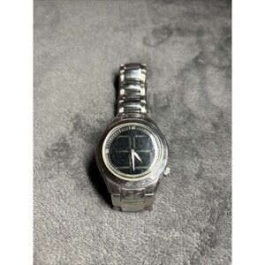Relic By Fossil Big Tic Watch Y2k Black Stainless Steel Mens Parts/Repair
